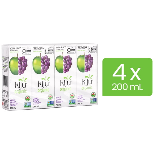 Kiju Organic Apple Grape Fruit Juice Boxes 4 x 200 ml