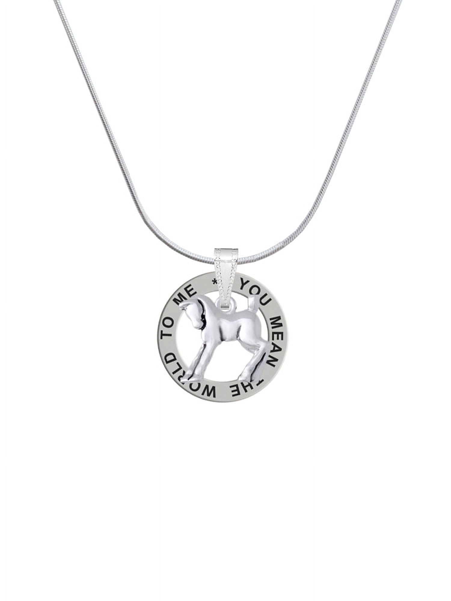 Delight Jewelry Silvertone Equestrian Horse Silver-tone You Mean the World to Me Ring Necklace, 18"