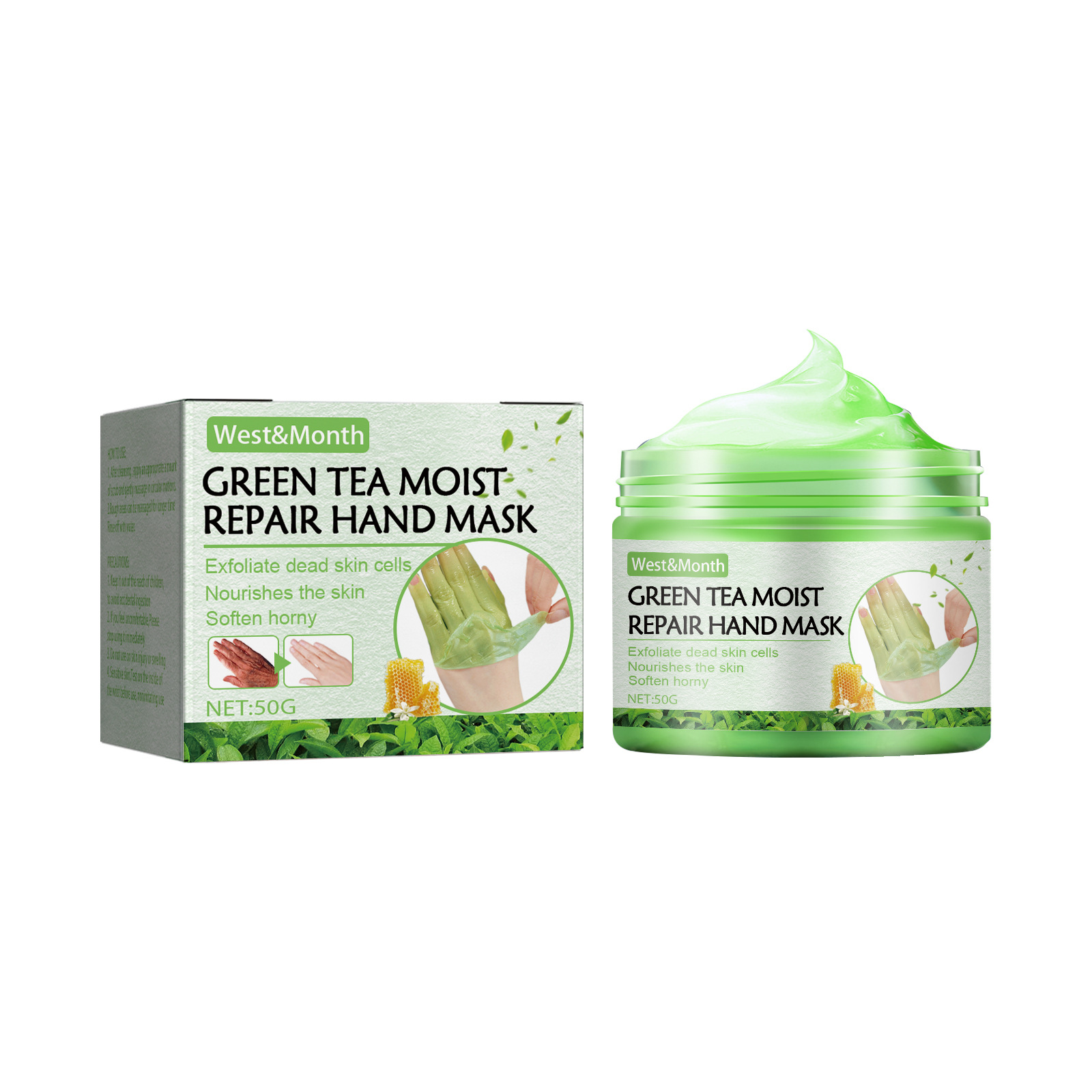 Uposao Green Tea Repair Hand Mask Honey Hand Wax Hand Mask Moisturizing and Exfoliating Hand