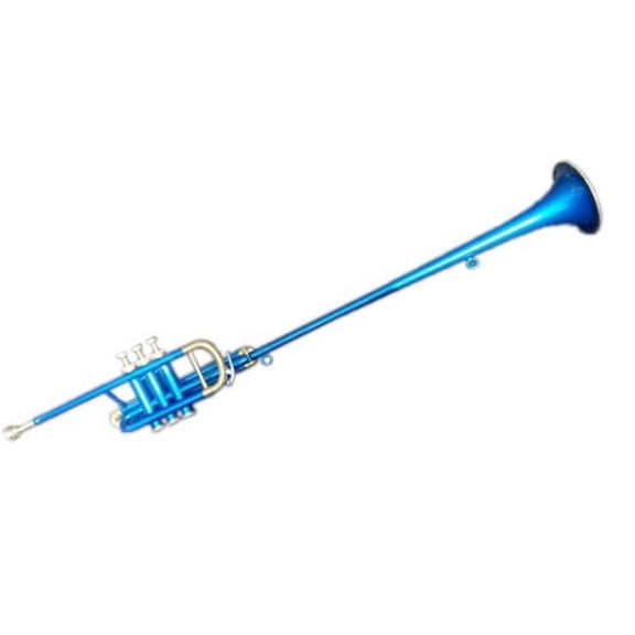 FLAG TRUMPET Low Pitch BLUE.Brass Musical.Instrument With Cushioned Hard Case..