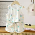 thumbnail image 2 of XZNPDUCQ Children's Summer Cartoon Print Short Sleeved Elastic Shorts Two Piece Set Girls' Casual T Shirt Set kids For 6 12 18 24 Months 2T 3T 4T 5T Dailywear Beige，12-13 Years, 2 of 3