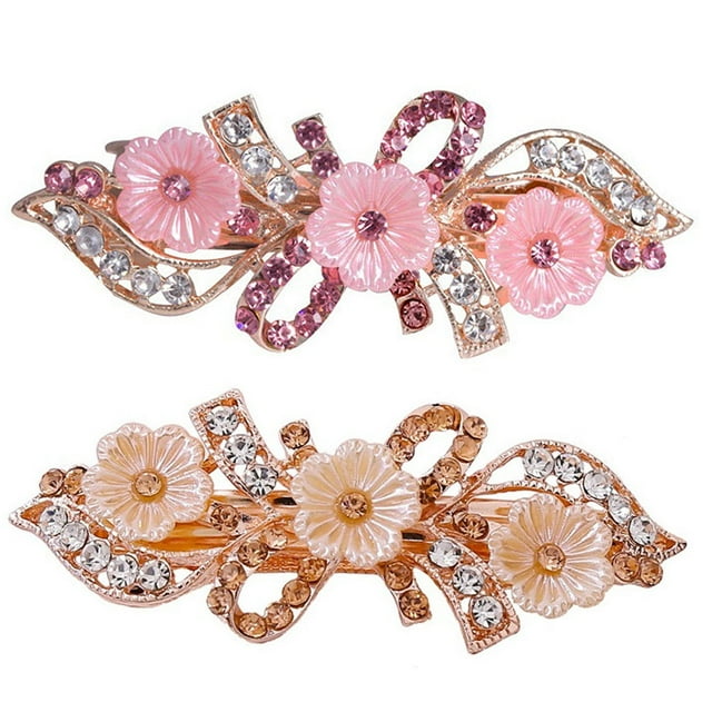 unbranded 2Ud Waterfall Rhinestone Ponytail Holder Para Mujer Con Floral Para Eventos Color Surtido