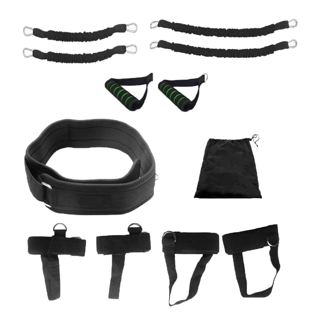 12PCS Resistance Bands Stretching Strap Set, 4 Resistance Bands, Adjustable Waist Belt, /Wrist , Door Anchor Handles with , Black, 30lbs