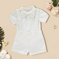 thumbnail image 2 of Boys Summer White Neck Short Sleeve Romper Solid Necktie Strap Shorts Set Party Birthday School Boys 2 Piece Set, 2 of 7
