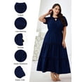 thumbnail image 4 of LapaPlus Plus Size Dresses for Women Elegant Short Sleeve Beach Party Dress with Pockets, 4 of 13