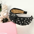 thumbnail image 6 of Unique Bargains Pearly Rhinestones Crystal Knotted Women Headband Classic Casual Style Headband Black 5.31"x1.97", 6 of 6