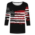 thumbnail image 4 of UVEASISHA Womens 3/4 Sleeve Patriotic T Shirt USA Independence Day Tops Novelty American Flag Print Graphic Tees Multicolor#2 XL, 4 of 5