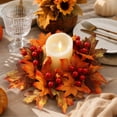thumbnail image 6 of Yeciiwht Fall Candle Rings, Thanksgiving Candle Rings with Artificial Maple Leaf Red Berries, Fall Wreath for Pillar Candles Centerpiece Table Decor, 6 of 6