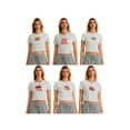 thumbnail image 3 of Michellecmm  Women's Baby Tee Slim Cherry Print Round Neck Short Sleeve Crop Tops, 3 of 9
