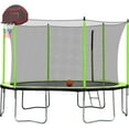 thumbnail image 2 of 10/12/14/15ft Trampoline with Safety Enclosure Net for Kids and Adults, Outdoor Jump-N-Dunk Trampolines with Basketball Hoop, Ladder and Spring Pad (Round), 2 of 8