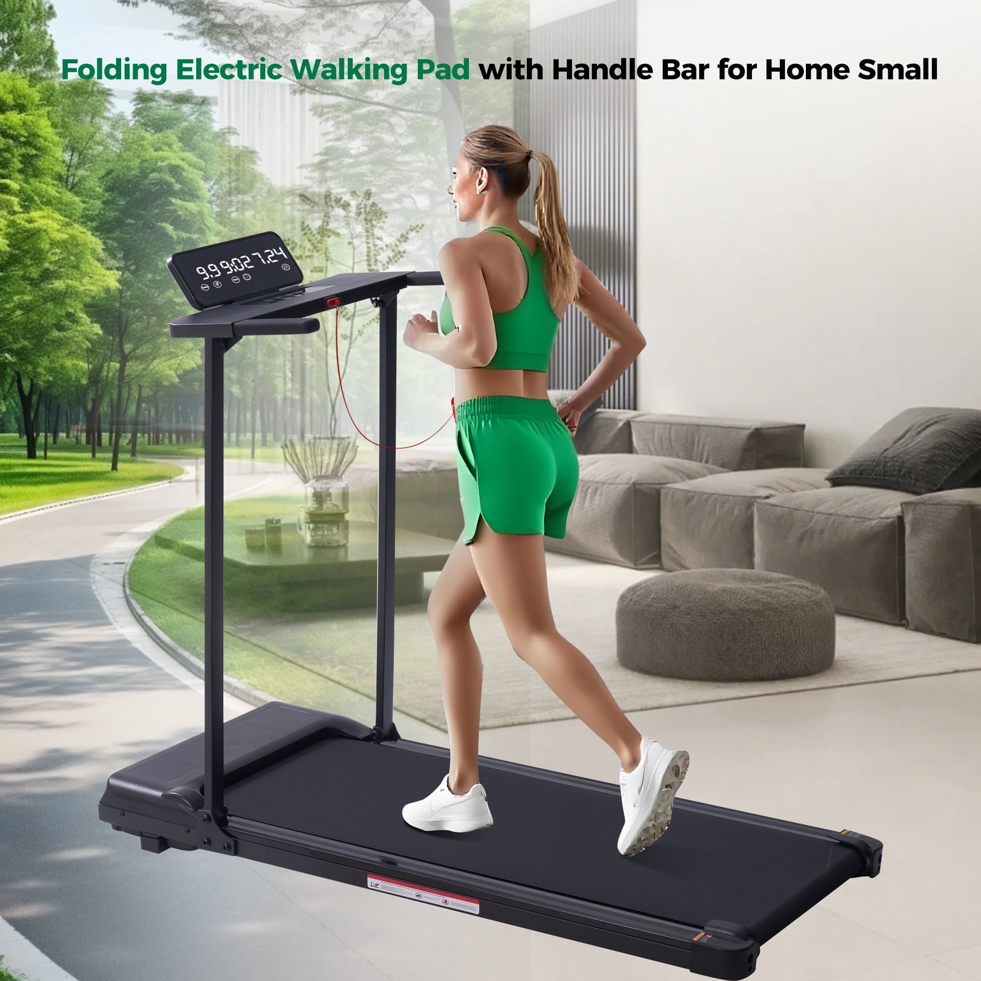 400lbs Portable Folding Treadmill with Handles,3.5HP Compact Walking Pad Treamills for Home Workouts,Running Treadmills with LED Diaplay for Exercise