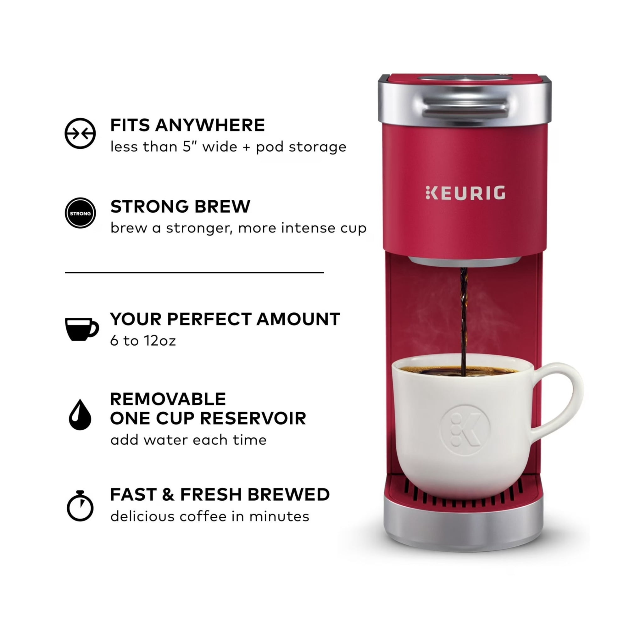 Restored Keurig K-Mini Plus Single Serve Coffee Maker (Cardinal Red, ) (Refurbished)