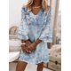 thumbnail image 1 of Vestido corto de manga de siete cuartos para mujer, Jersey holgado con cuello en V, elegante, estilo dulce, estampado, 2023, 1 of 5