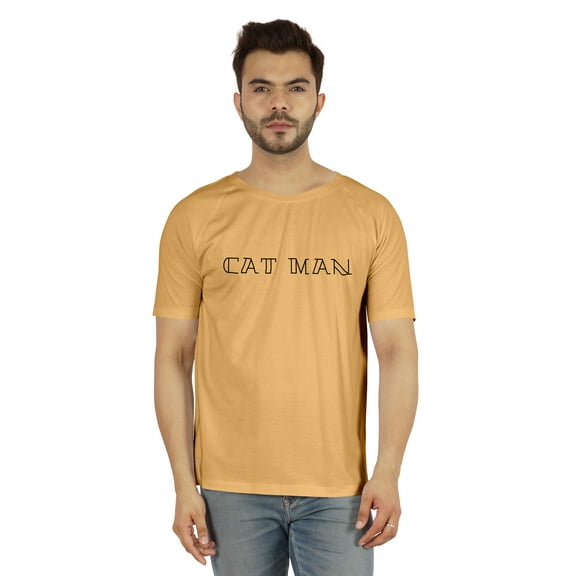 Inkmeso Raglan Short Sleeves Tshirt For Men's Graphic Quote "Cat Man." Tee Shirt For Cat Lover