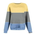 thumbnail image 6 of ATOYSOY Women's Crew Neck Sweatshirts Loose Tops Long Sleeve Tees Fall Winter Color Block Pullover Outwear Fashion Casual Shirts Pockets Yellow XL, 6 of 6