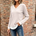 thumbnail image 3 of Tqcoqu Women's Faux Two Piece Ribbed Knit Top,V Neck Long Sleeve Layered Hem Slim Fit Casual Pullover Blouse, 3 of 6
