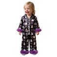 thumbnail image 2 of WOYY Newborn Girls Halloween Pajamas Satin Long Sleeve Button Down Shirt Pants Sleepwear, 2 of 4