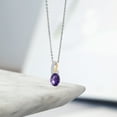thumbnail image 4 of Gem Stone King 2 Tone 10K Yellow Gold and 925 Sterling Silver 1.29 Ct Oval Checkerboard Purple Amethyst White Lab Grown DiamondPendant, 4 of 4