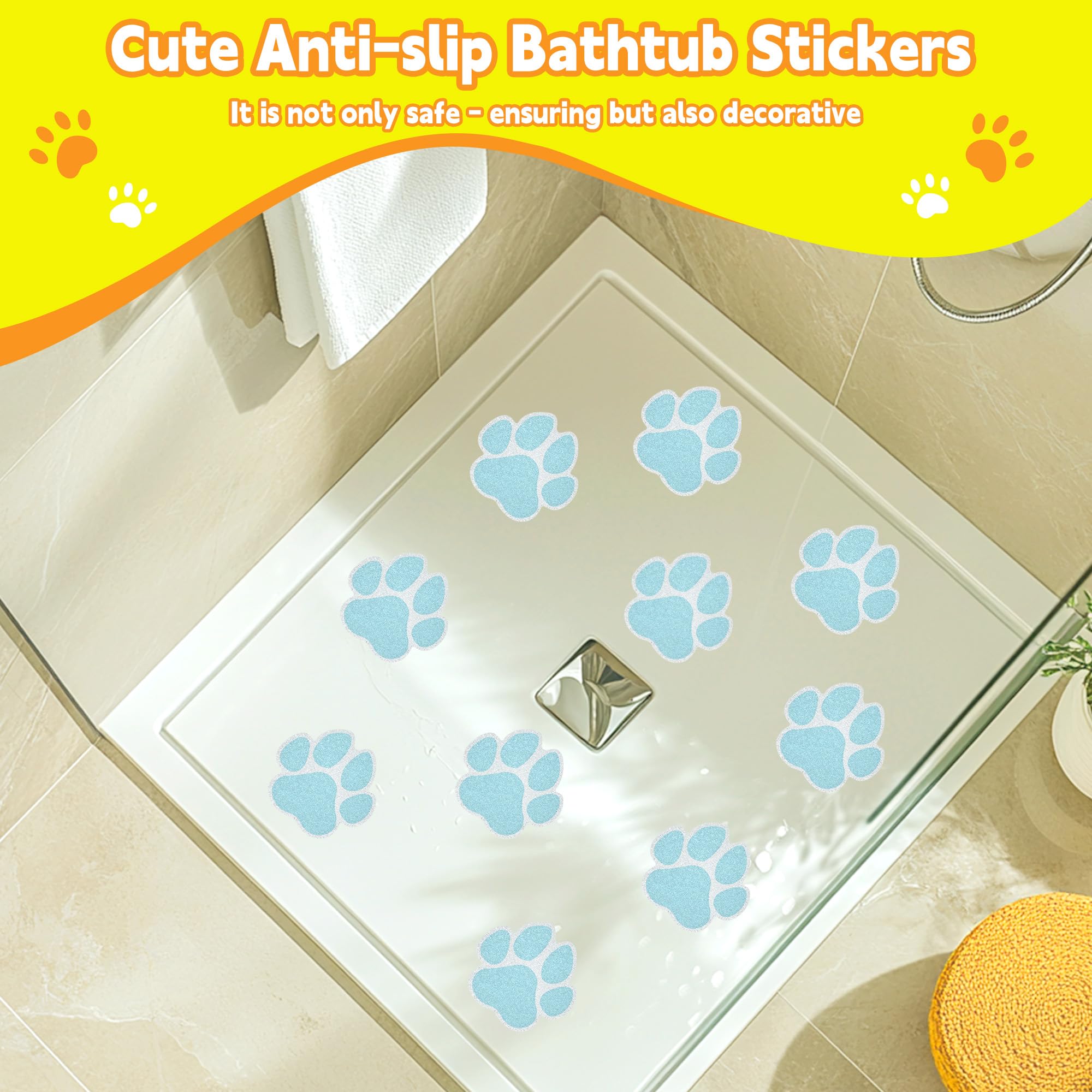 Non-Slip Bathtub Stickers, 20 PCS Large Safety Bathroom Tubs Showers Treads Adhesive Decals with Premium Scraper (Black)