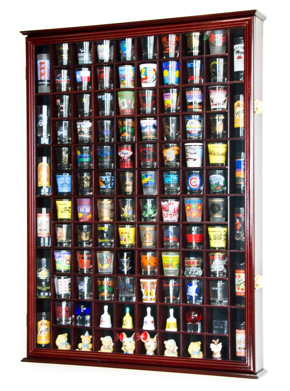 Tall Shot Glass Shooter Display Case Cabinet Rack Shotglass Holder Box 