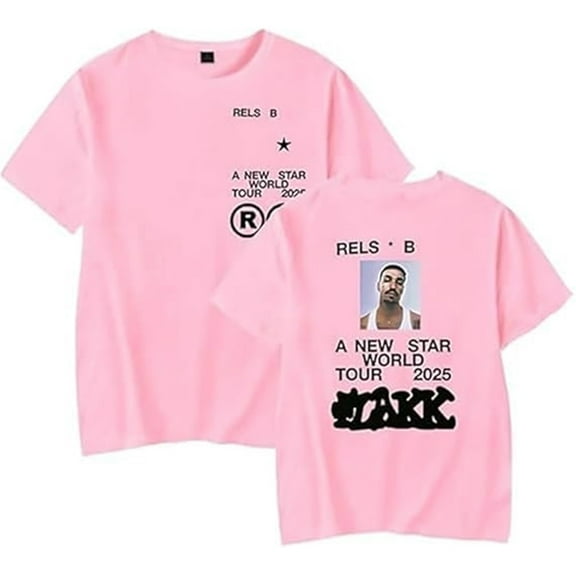 Rels B 2025 Tour Merch T-shirt New Cool Print Short Sleeve Men And Women Hip-hop Wear