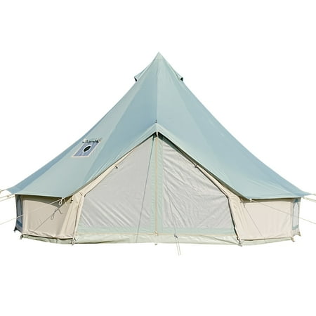 Trend Tents Inc 13 ft -All Weather - Canvas Bell Tent - Pea Green - Waterproof with Stove Jack