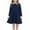 Girls Dresses Navy, variant on Girls Long Sleeve Dresses 2-12 Years Toddlers Kids Cute Doll-Collar Solid Color A-Line Loose Comfort School Uniform Midi Dress