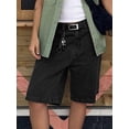 thumbnail image 3 of SOMER Women's Jean Shorts Y2K Mid-Low Waist Baggy Jorts Denim Shorts Jean Shorts Summer Streetwear Black M, 3 of 5