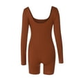 thumbnail image 6 of YYDGH Women Sexy Bodycon Ribbed Jumpsuits Long Sleeve Casual Scoop Neck Party Club One Piece Romper Bodysuit Brown L, 6 of 6