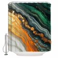thumbnail image 2 of Teal Orange Marble Waterproof Fabric Shower Curtain, Modern Ink Painting Abstract Shower Curtain for Bathroom Curtains Bathtubs Hotel Washable Shower Curtains with 12 Hooks Small 36x72in, 2 of 6