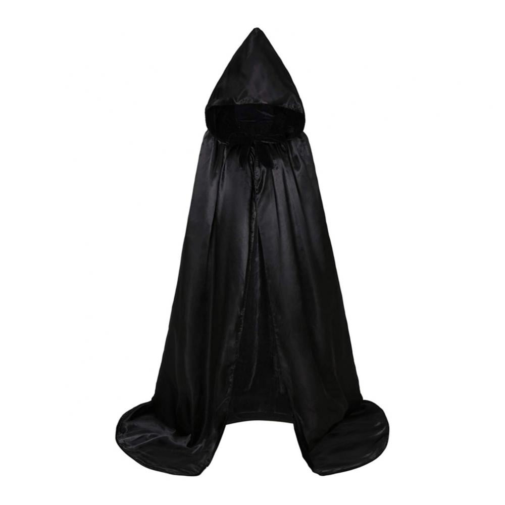 Hooded Witch Cape Halloween Magic Capes Full Length Cloak Womens Costumes for Fancy Cosplay Party 