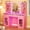 Pink: 43.3", variant on Vanity Desk with Mirror and Lights, Makeup Vanity Desk with Lights 3 Colors, Transparent Top Vanity with 2 RGB Drawers, 6 Shelves, Large Tempered Cabinet, Power Outlet, Pink