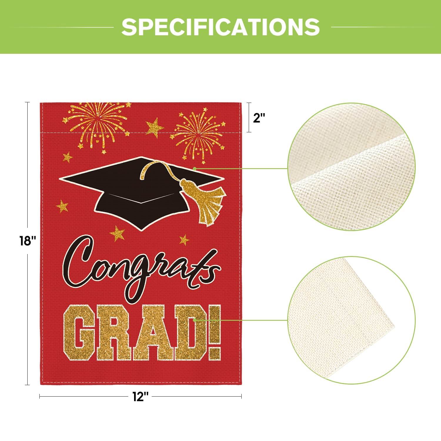 2026 Graduation Garden Flag Congratulations Graduation Ceremony Courtyard Outdoor Decoration 12 x 18 inches Graduation Diploma Hat Graduation Decoration