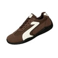 thumbnail image 3 of Domuza Women’s Retro Suede Trim Lace Up Casual Sneakers, Curved Stitch Accent Low Top Lightweight Walking Shoes with Non-Slip Grooved Rubber Outsole Brown 6.5（EU-37）, 3 of 9