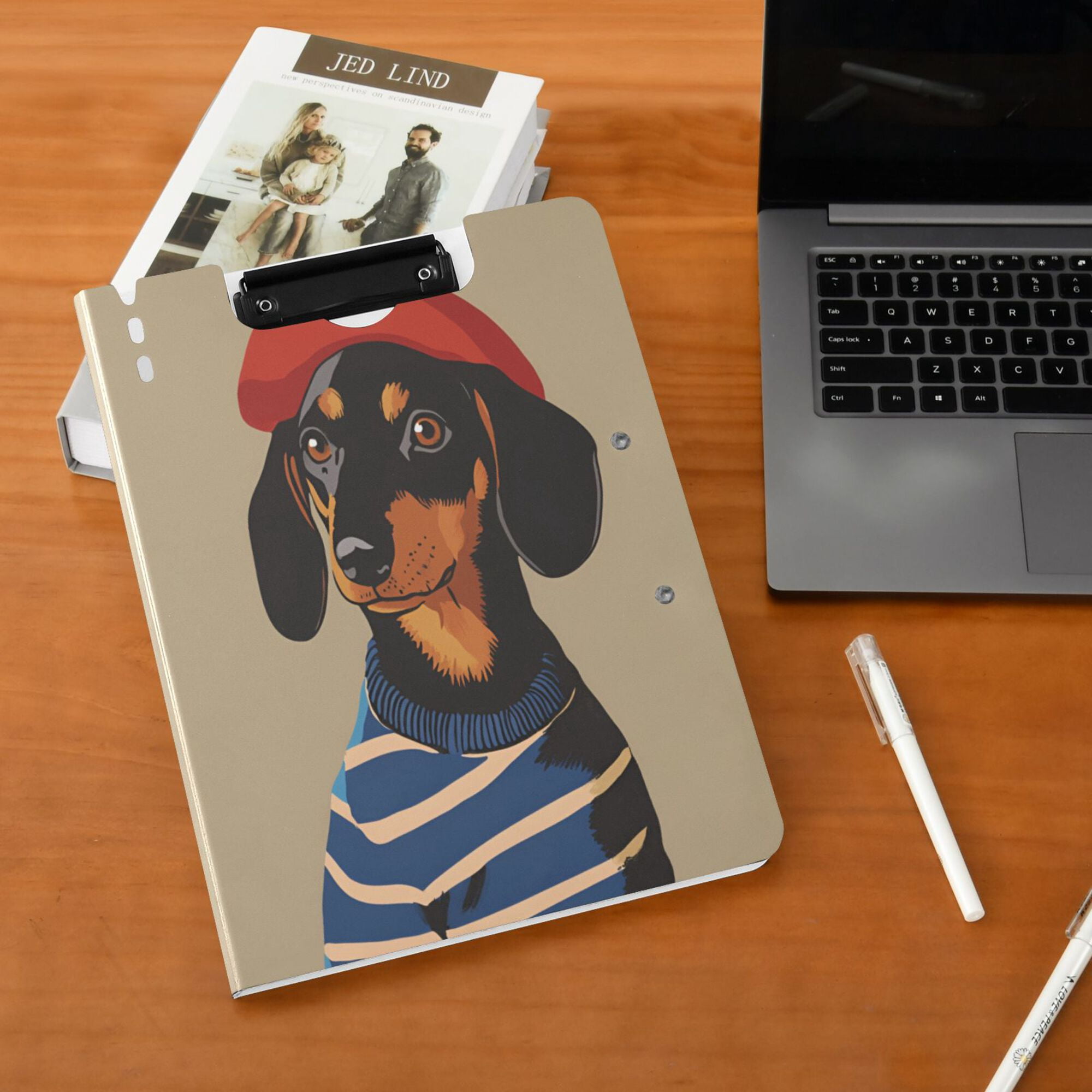 FORMRS A4 Clipboard Folder with Pen Holder Horizontal Foldable School Office Binder, Dog Artist