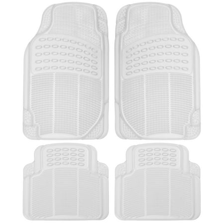 BDK Heavy Duty 4pc Front & Rear Rubber Floor Mats for Car SUV Van & Truck - All Weather Protection Universal Fit, Clear