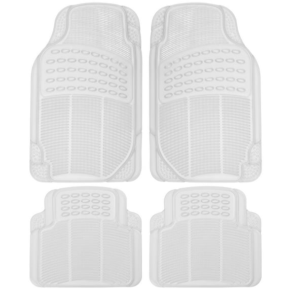 BDK Heavy Duty 4pc Front & Rear Rubber Floor Mats for Car SUV Van & Truck - All Weather Protection Universal Fit, Clear