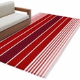 thumbnail image 2 of Red Striped Area Rug 3x5 FT, Non Slip Entryway Bedside Carpet, Modern Minimalist Gradient Lines Country Washable Soft Floor Carpet Indoor Mat Non-Shedding Throw Rugs for Dorm Kitchen Home Office, 2 of 8