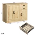 thumbnail image 3 of Hassch Farmhouse Sideboard Buffet with Storage with 3 Doors, 43.3" Wooden Kitchen Coffee Bar Cabinet with Adjustable Shelf and 2 Drawers for Living/Dining Room, Oak, 3 of 11