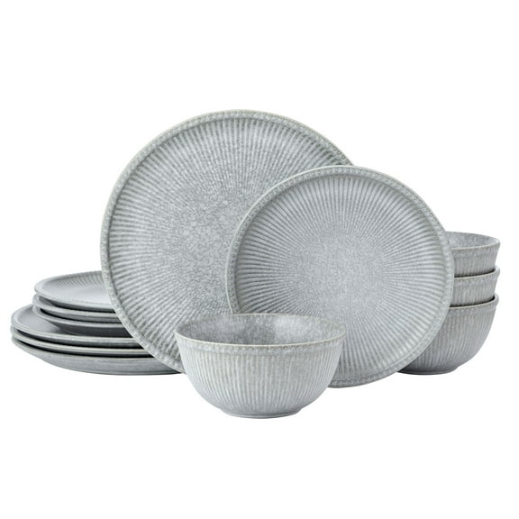 Pfaltzgraff Stone 12 Piece Dinnerware Set, Gray