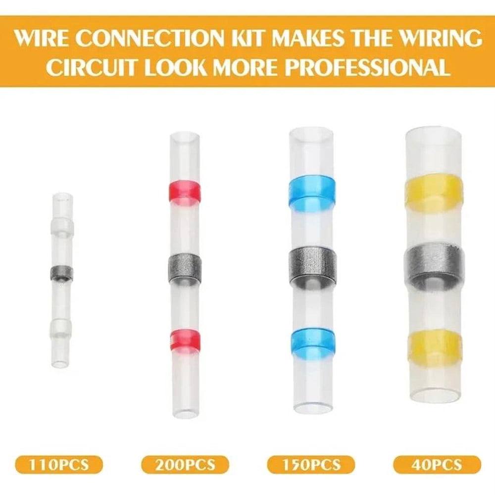 500X Solder Seal Wire Connectors Heat Shrink Butt Splice Kit – Waterproof Insulated Electrical Wire Terminals for Automotive, Marine & Home Wiring Projects