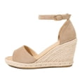 thumbnail image 4 of Bibifish Womens Espadrille Wedge Sandals Open Toe Suede Ankle Buckle Jute Woven Wedge Platform Sandals Boho Style Summer Sandals, 4 of 4