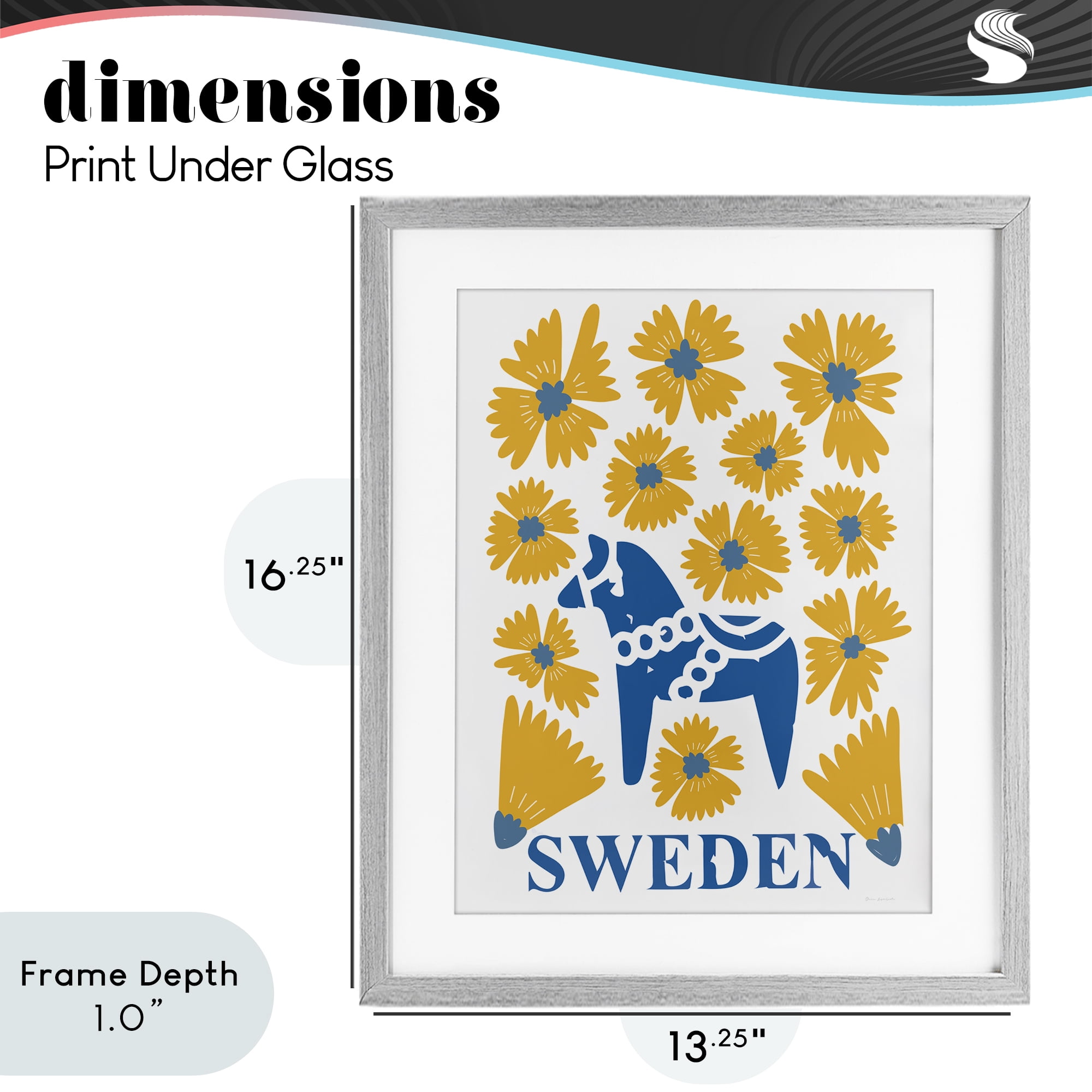 Stupell Industries Swedish Folk Flowers Gray Framed Print Under Glass, design by Omar Escalante