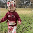 thumbnail image 2 of Franhais Toddler Girls Autumn 3Pcs Outfit Sets Long Sleeve Patchwork Hoodie + Floral Pants + Headband, 2 of 3