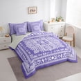 thumbnail image 2 of jejeloiu Soft Boho 7pcs Queen Bedding For Men Women,Paisley Pattern Bedding Comforter Set Queen,Purple White,Light Gray Reversible, 2 of 7
