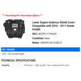 thumbnail image 2 of Lower Engine Undercar Shield Cover - Compatible with 2010 - 2011 Honda Insight, 2 of 2