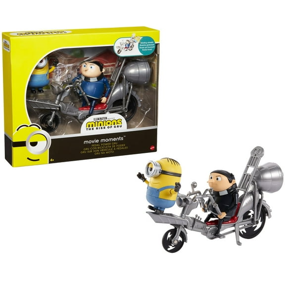 Minions: The Rise Of Gru Movie Moments Pedal Power Gru With Bike Action Figure Toy For 4 Years And Up