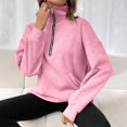 thumbnail image 4 of Women's Quarter Zip Sweatshirt Fall Casual Pullover Top with Kangaroo Pocket Relaxed Stand Collar Sweatshirts, 3XL, 4 of 7