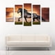 thumbnail image 2 of Cuadro decorativo caballo negro al atardecer juego de 5 piezas 150x80 cm ideal para sala oficina estudio, 2 of 5