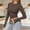 Coffee womens long sleeve crop top a1, variant on Women's Fall Winter Long Sleeve Crop Top Round Neck Slim Fit Solid Casual Basic Pullover Tops Cozy Daily Layering Blouses, Coffee M